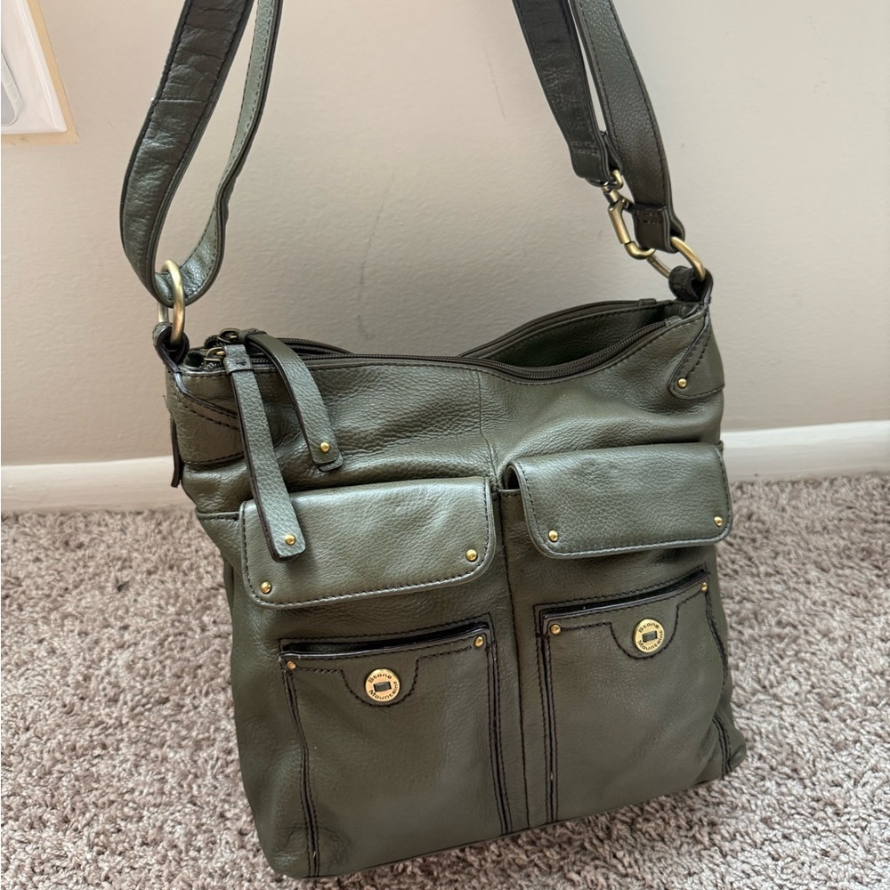 Stone Mountain Leather Olive Green Crossbody Bag